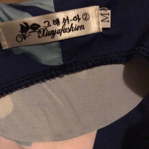 Adorbs Short Blue Palm Floral Vacation Style Dress - Picture 7 of 7